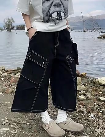 Mens Baggy Jeans Shorts Y2K Long Denim Short Emo Pants Loose Jorts Bermuda Shorts for Women