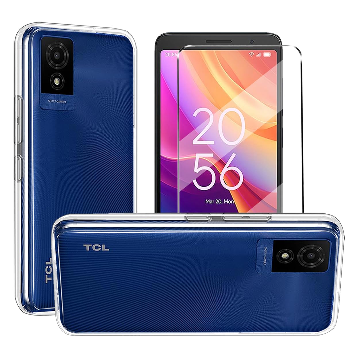 HuiYouY 2-in-1 Case Copatible With TCL 501 Cover With 1 Pack Tepered