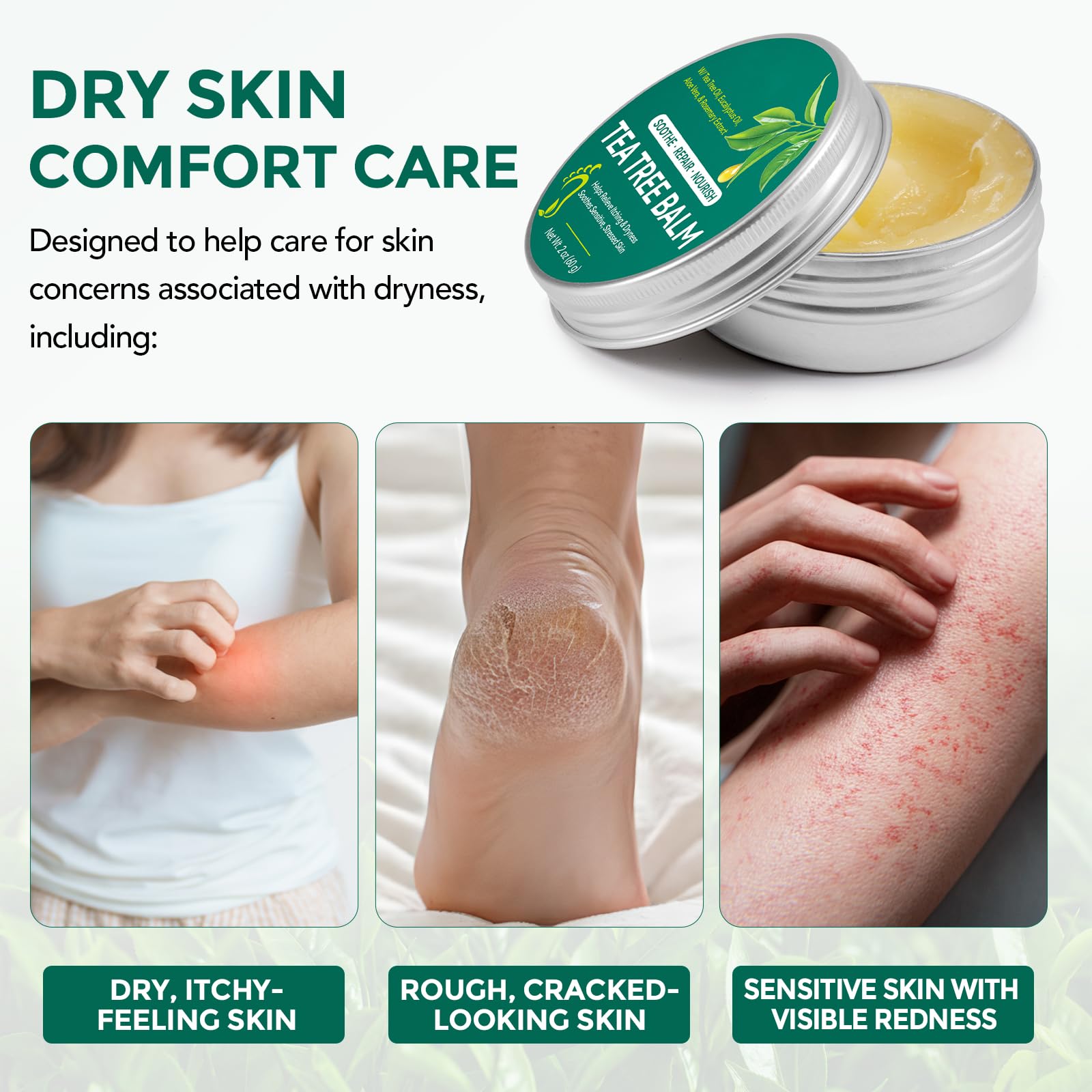 Crema De Pies Aceite De Árbol De Té Para Piel Seca Pies Agrietados,Tacones,Dedos De Los Pies Y Callos,Pie De Atleta,Olor,Piel Dura Y Áspera,Bálsamo E Hidratante Para Pies Suaves,Lisos Confort Duradero - 5
