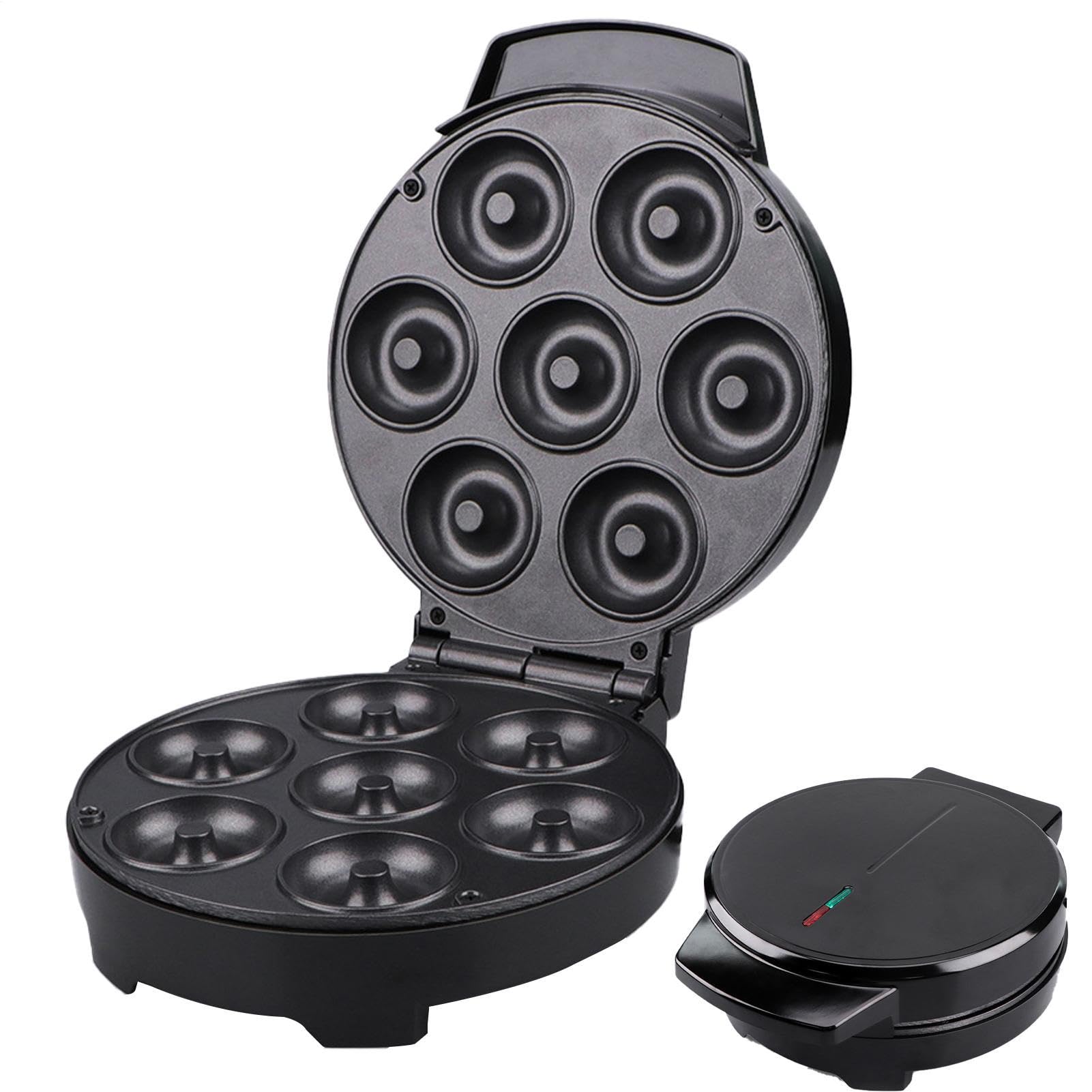 Máquina para Hacer Donuts Mini - 7 Agujeros Calentamiento Doble Cara Utensilios Cocina,Máquina para Gofres,Para Cocina Apartamento Restaurante Cafetería Panadería Waffle