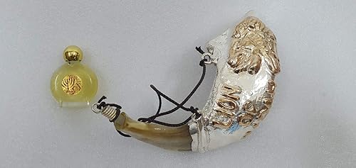 Miniatura 3 de Shofart Israel Plata 925 Unción Ram Shofar León de Judá con Regalo de 0.4 fl oz Unción Botella de Aceite de la Tierra Santa