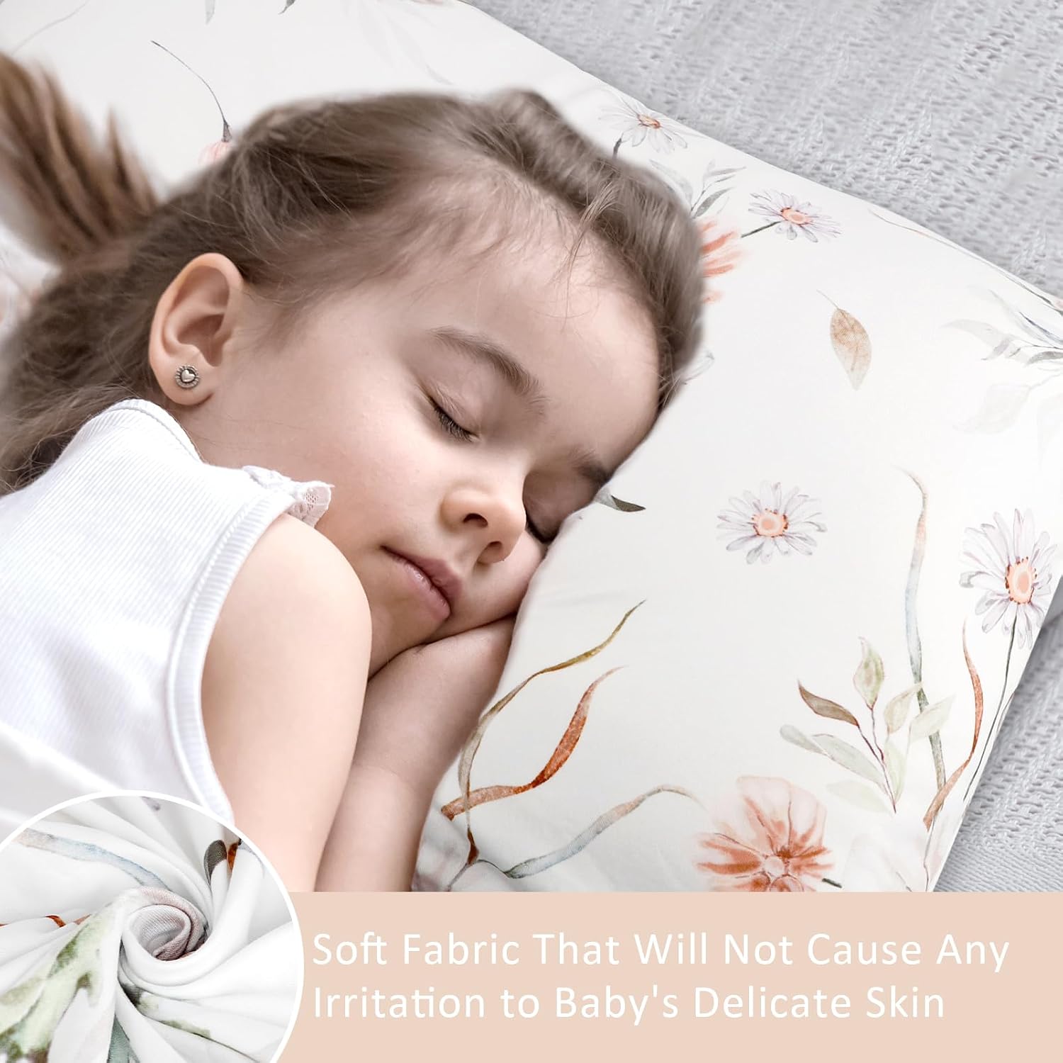 Toddler Pillowcase 2 Pack, 13 X 18 Kids Travel Pillow Case Cover with Envelope Closure, Super Soft & Breathable Small Pillow Cases for Girls, Wildflower image 2
