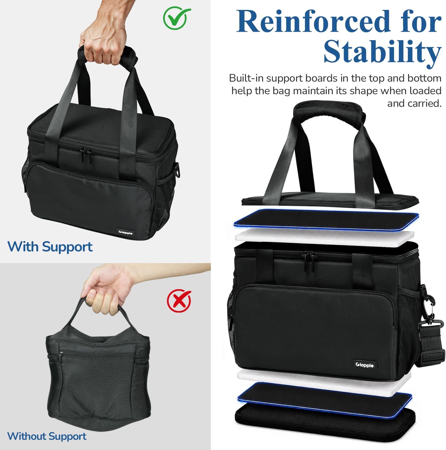 Gloppie Flight Crew Lunch Bag with Trolley Sleeve, 15L Insulated Cooler