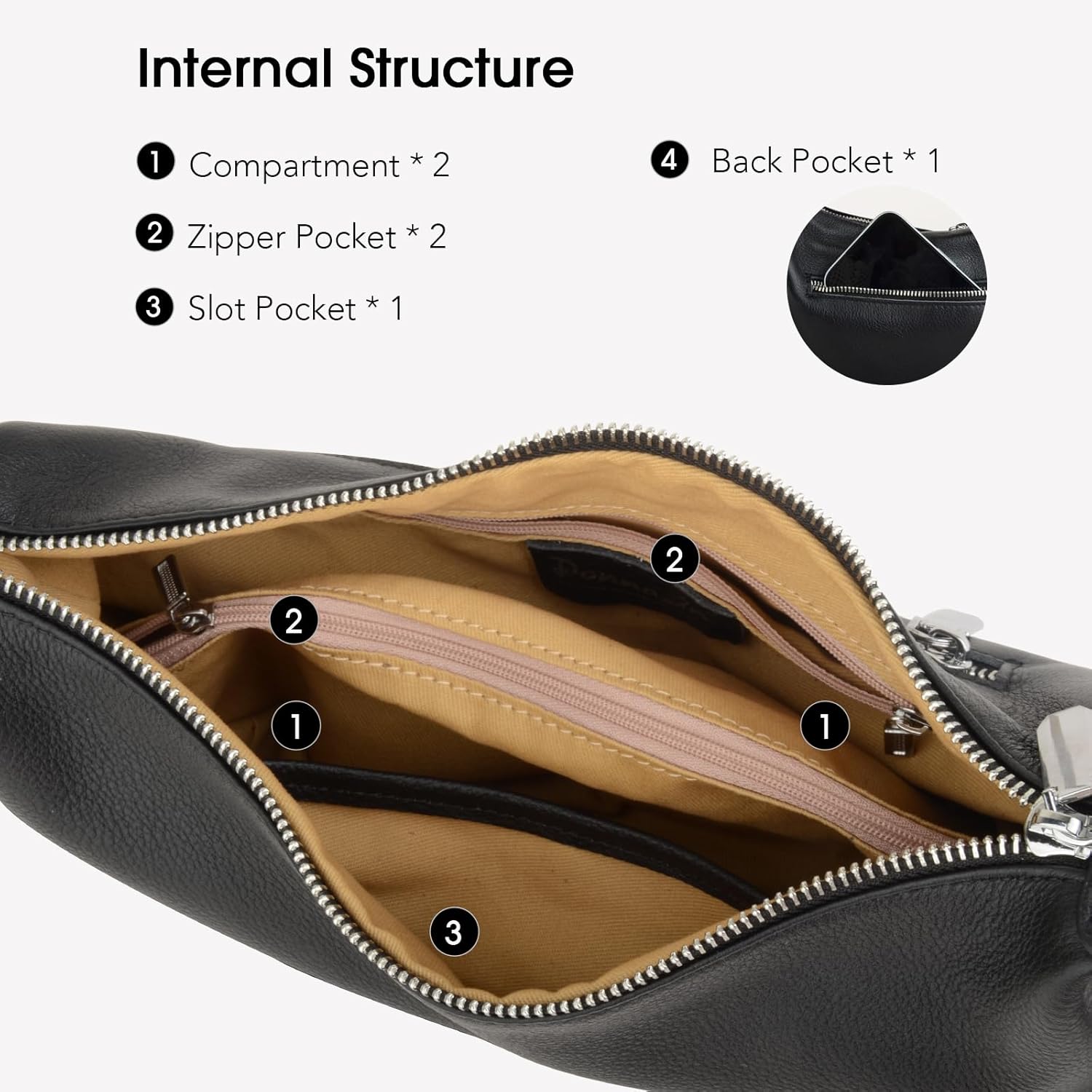 Casual Soft Leather Hobo Bags Women Crossbody, Trendy Crescent Shoulder Bag and Mini Purse - Image 6