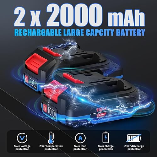 Miniatura 3 de Motosierra de cadena eléctrica mini de 6 pulgadas inalámbrica con batería, sierra de mano tijeras de podar de cadena para ramas de árboles, patio,