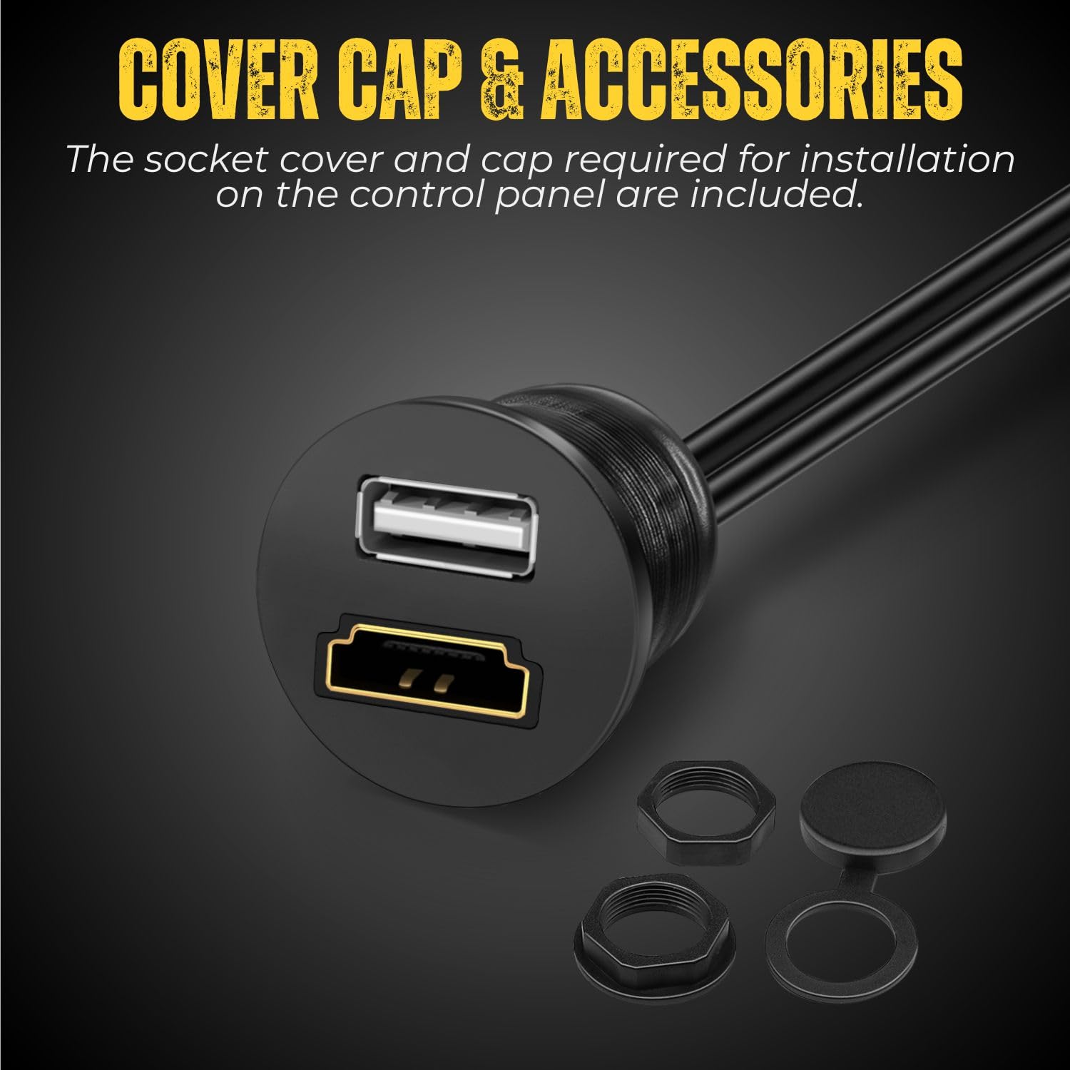 TNP Cavo USB C 3.0 Per Montaggio A Cruscotto, 2 Metri. Doppia Porta Da USB-A Maschio A C Femmina. Ideale Per Auto, Barca, Moto. Resistente Ai Raggi UV E All'acqua. Installazione A Filo Con Staffa Inclusa.
