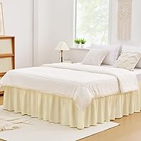 Vista 21 de Vocander Falda de cama negra tamaño Queen de 18 pulgadas, fácil de poner, elástico envolvente alrededor del volante para marco de cama y colchón