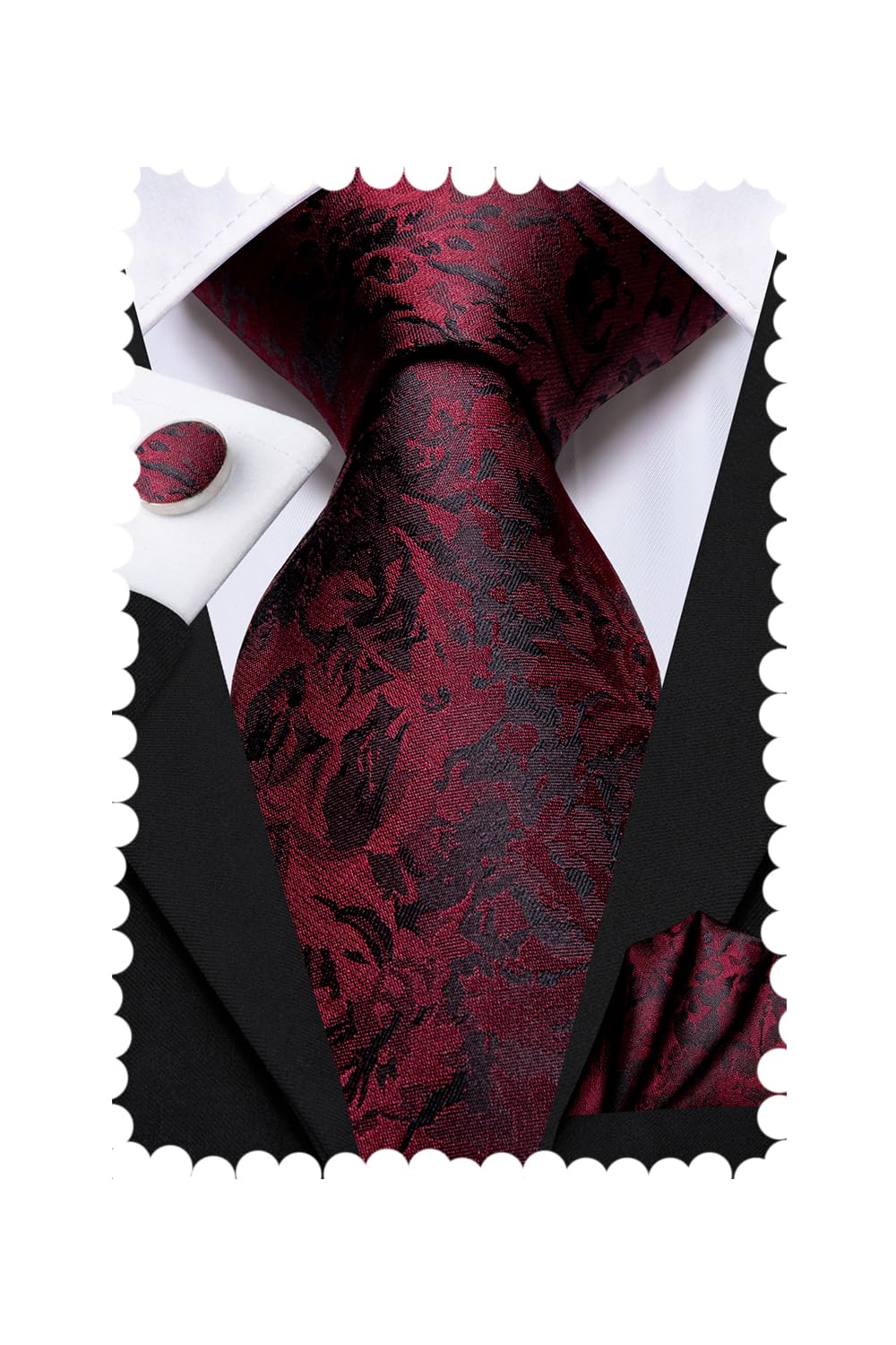Silk Paisley Ties for Men Necktie Pocket Square Cufflinks Set Foral Tie Sets Formal Business