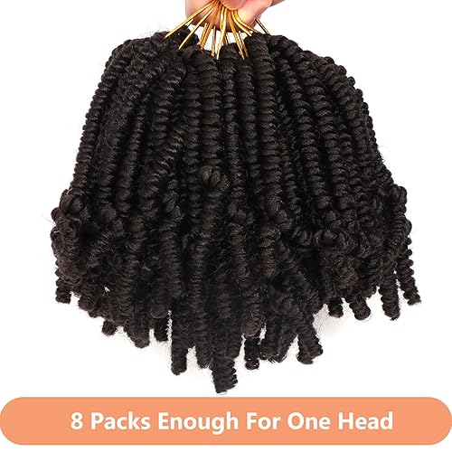 Miniatura 3 de 8 paquetes de cabello corto de ganchillo pretrenzado estilo Bob Spring Twist de 8 pulgadas, cabello rizado de ganchillo preanudado para niños,