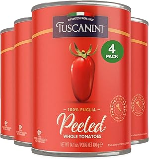 Tuscanini Italian Whole Peeled Tomatoes, 14.1 oz (4 Pack) | 100% Italian Canned Tomatoes | Delicious Taste | Perfect Pizza & Sauces | BPA Free Can | Kosher
