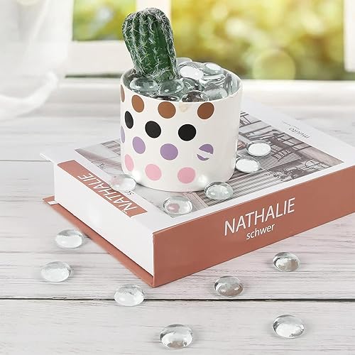 Miniatura 5 de FUTUREPLUSX 50 unidades de mármoles de vidrio plano transparente, rellenos de jarrones, guijarros redondos transparentes, cuentas de vidrio florales