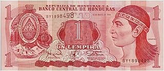 1999 HN FLAWLESS OLD RED HONDURAS BILL w MAYAN INDIAN, PYRAMID LEMPIRA Gem Crisp Uncirculated