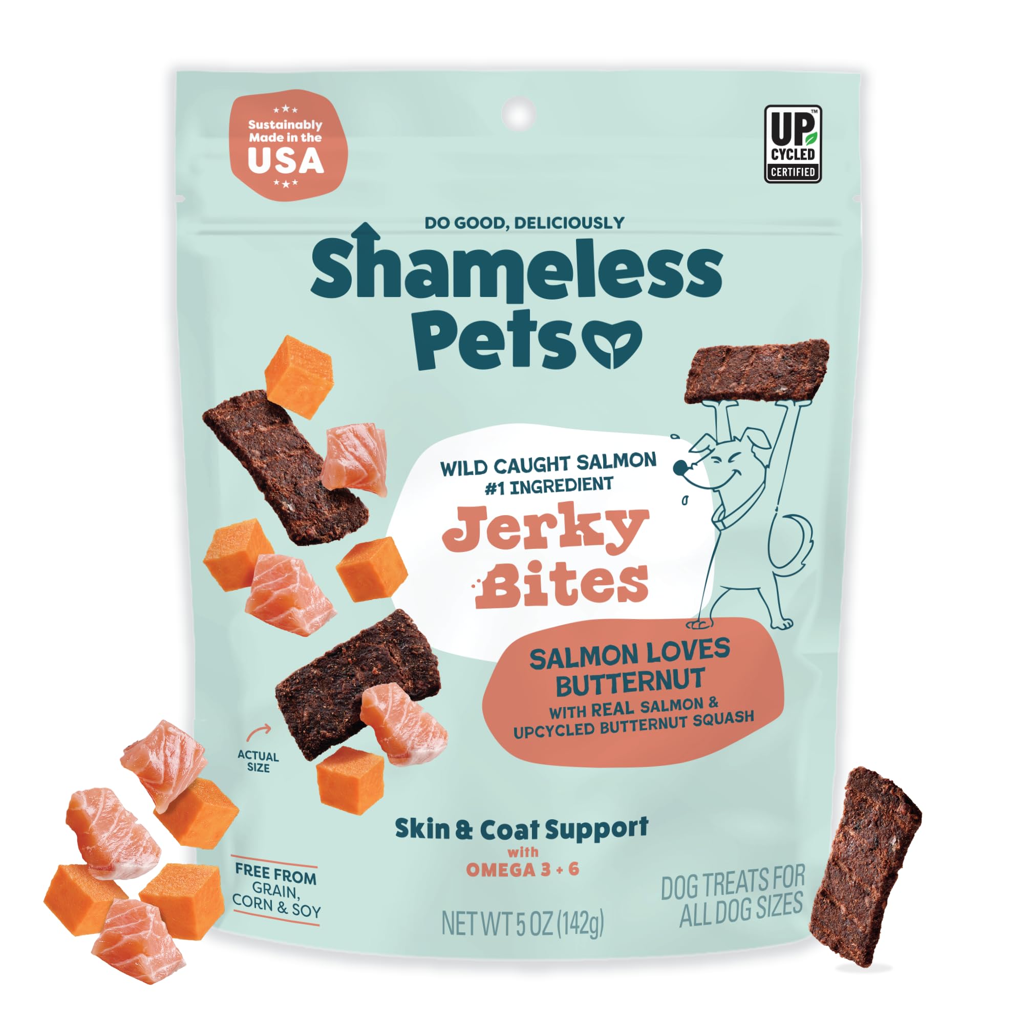 Shameless Pets Jerky Dog Treats Salmon Loves Butternut 5 oz