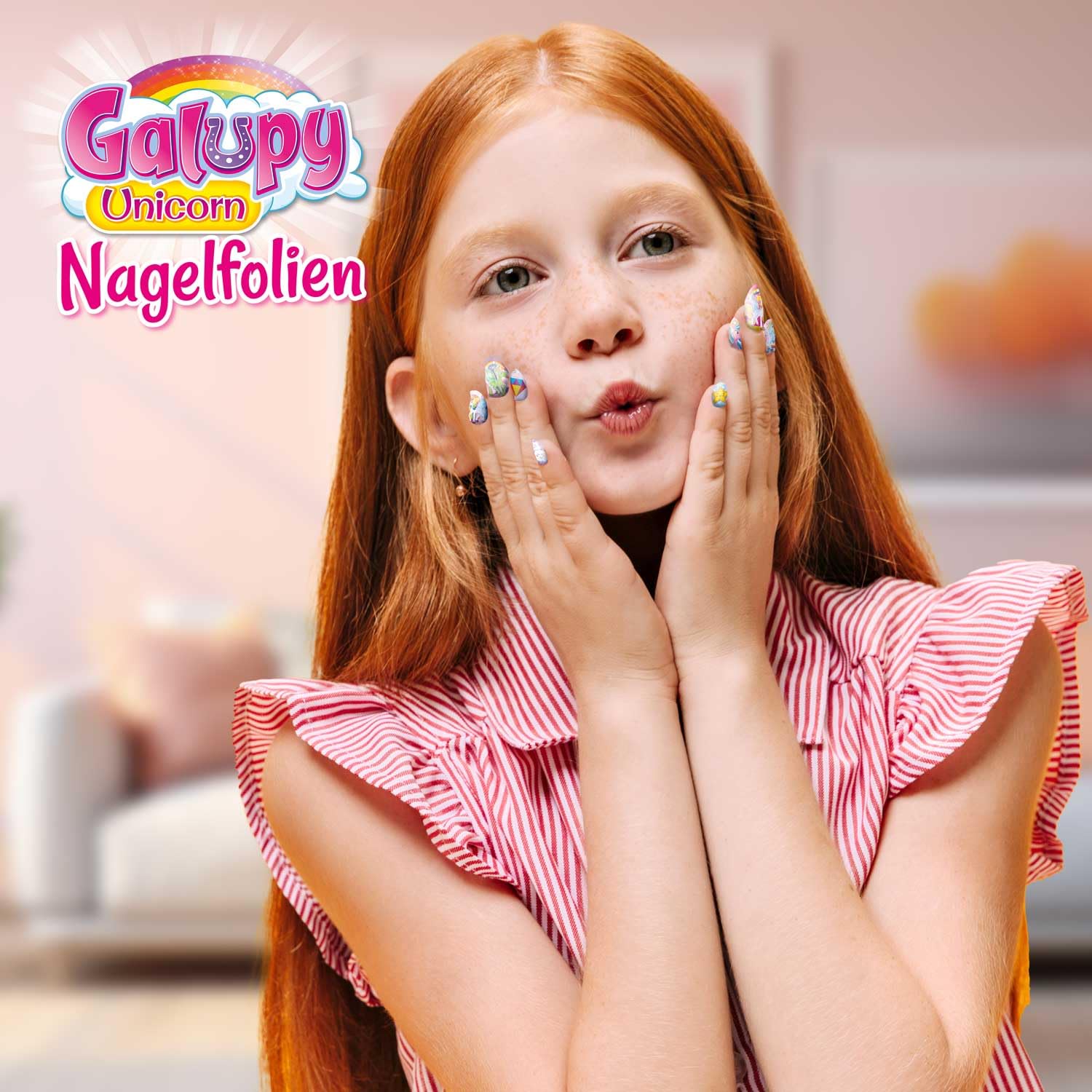 CRAZE Sticker Nails Galupy Unicorn - 432 Stück Nägel Zum Aufkleben für Kinder, Selbstklebende Künstliche Fingernägel, Nagelset Kinder Mädchen