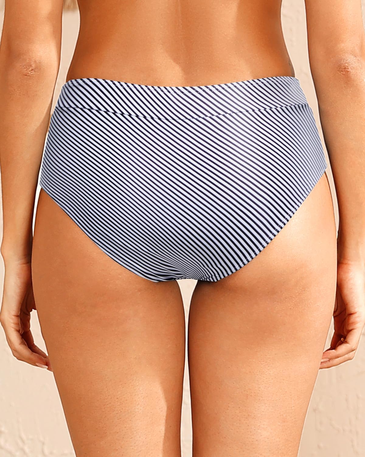 Tempt Me Women Mid Waist Bikini Bottoms - Full Coverage Bathing Suit Swim Bottom Swimsuit Swimwear