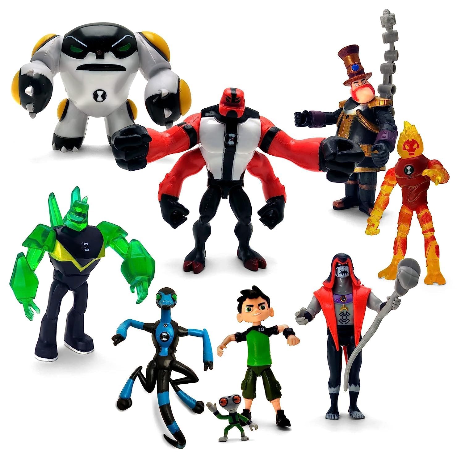 RVM Toys Set of 9 Ben 10 Tennison Action Figure 14-4 cm for Car Dashboard, Cake Decoration, Collectible and Study Table Multicolor