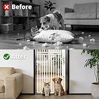 Vista 3 de Puerta extra alta para gatos de 78.74 pulgadas para puerta, ancha ajustable de 27.56 a 32.28 pulgadas, puerta de seguridad a prueba de mascotas