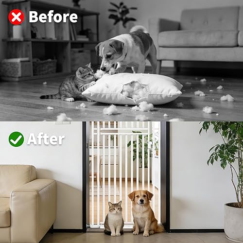 Miniatura 3 de Puerta extra alta para gatos de 78.74 pulgadas para puerta, ancha ajustable de 27.56 a 32.28 pulgadas, puerta de seguridad a prueba de mascotas