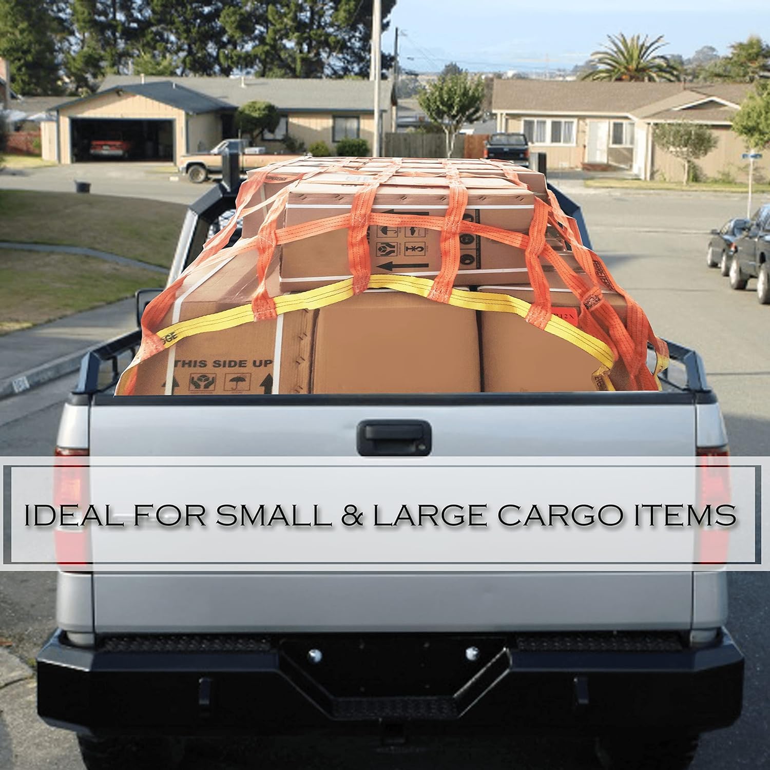 Heavy Duty Cargo Net 5' X 6.5' - 1200 LB Capacity Polyester Truck Bed Net For SUV, Trailer, Boat
