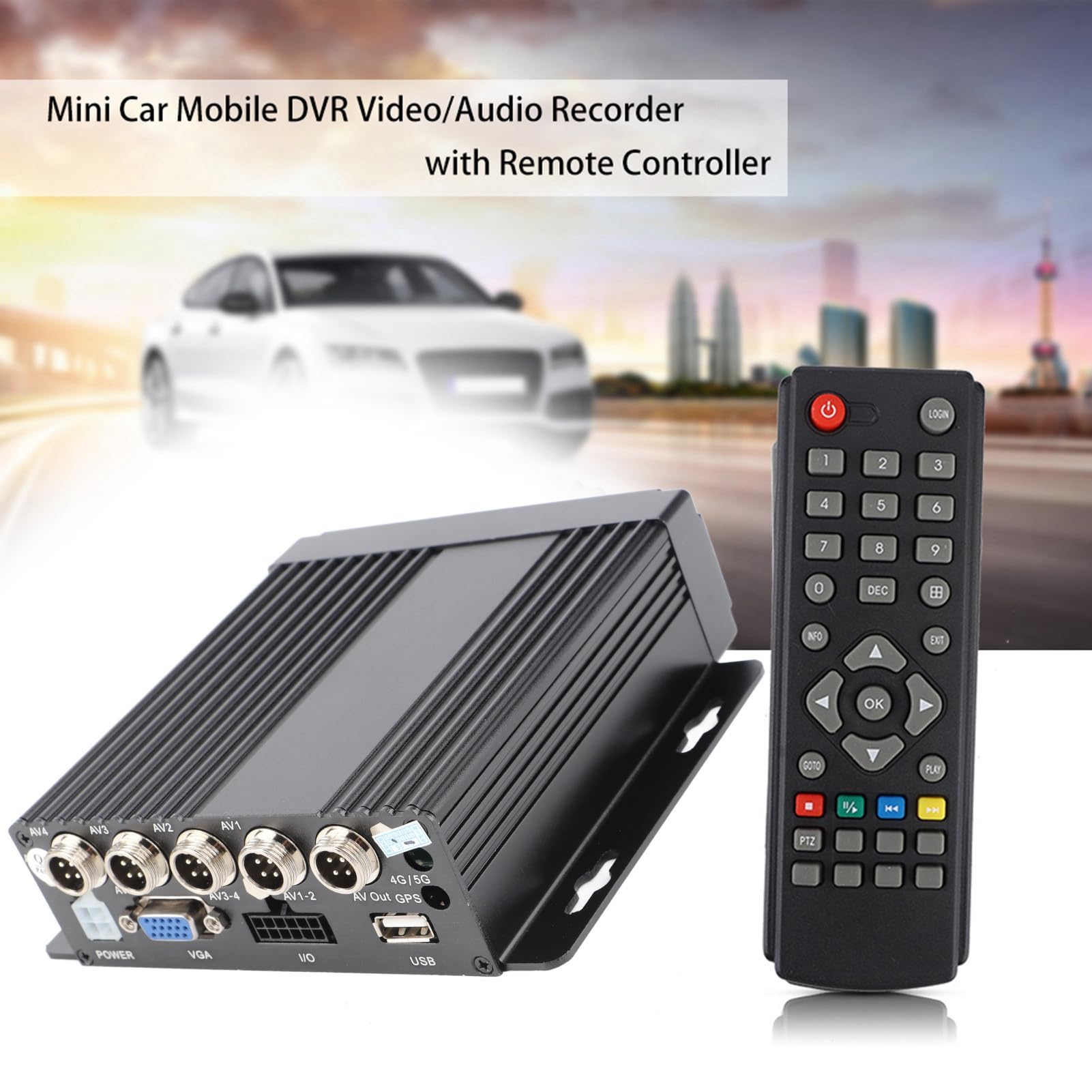 Cryfokt Enregistreur Vidéo DVR 1080P pour Voiture, 4 Canaux en Temps Réel, pour Véhicules à Large Tension, avec Télécommande