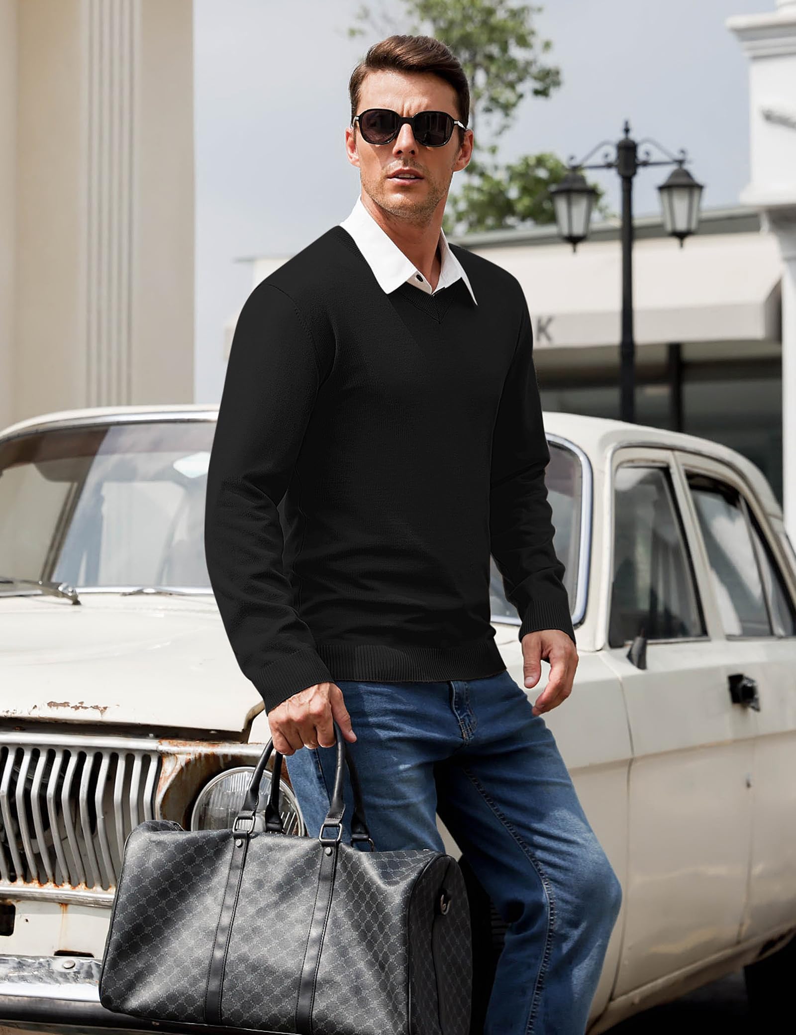 iClosam Maglione Uomo Invernali Scollo v Uomo Pullover Giacca in Maglia Maglione Pullover Invernale Tenere Caldo