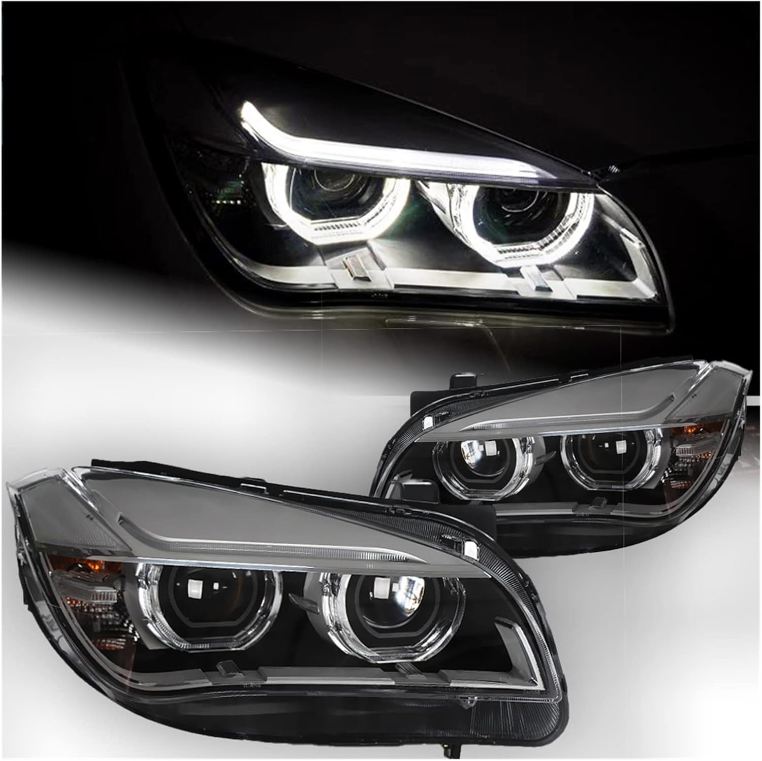 Car Styling Head Lamp Compatible With BMW X1 E84 Headlights 2011-2015 LED Headlight Angel Eye DRL Hid Bi Xenon Automotive Accessories(Headlight No Bulb)