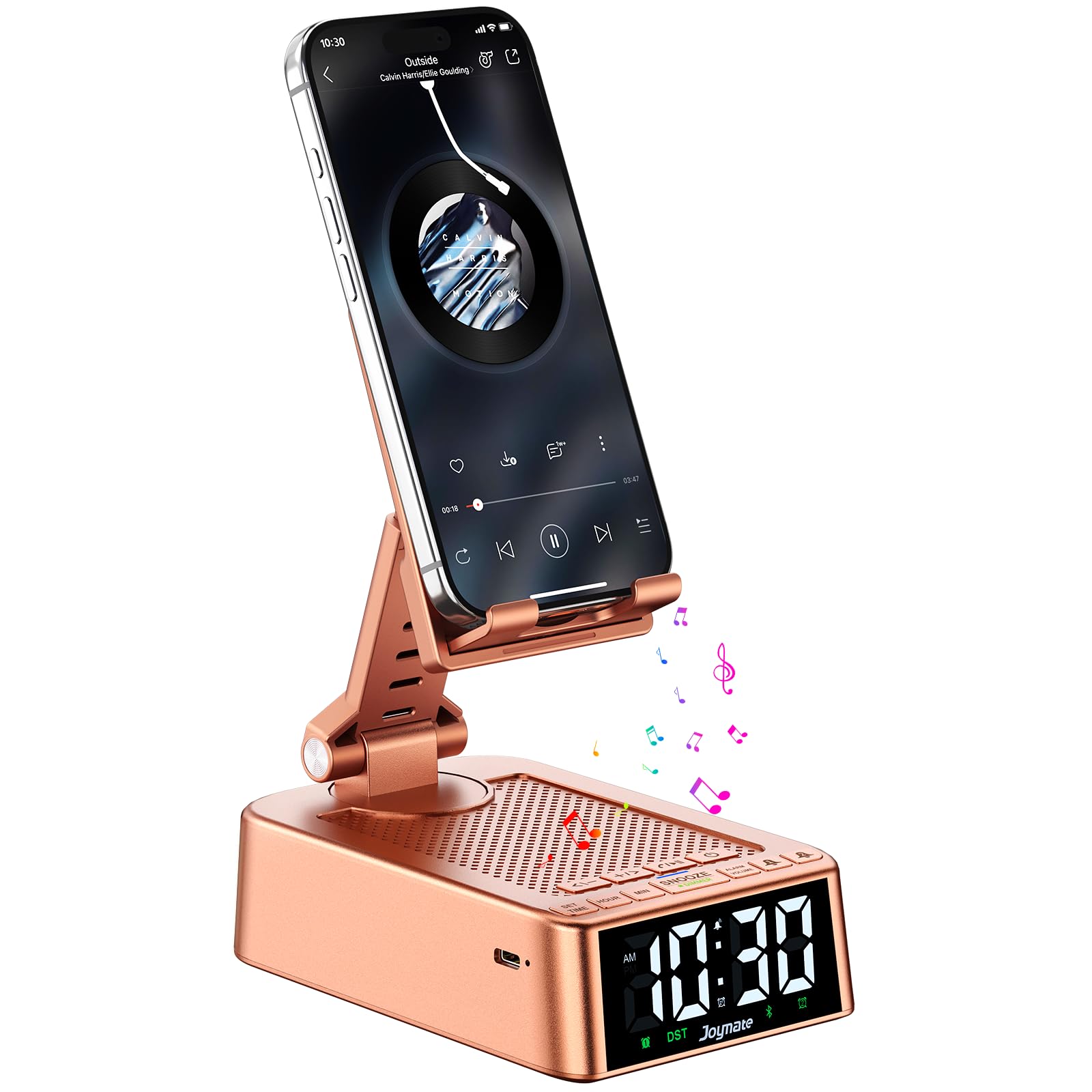 Photo 1 of Joymate Gifts for Women Girls, Phone Stand with Bluetooth Speaker 360° Rotable Angle Adjustable Cell Phone Holder for Desk with HD Subwoofer Sound Fits All Phones,Tablets (Rose Gold)