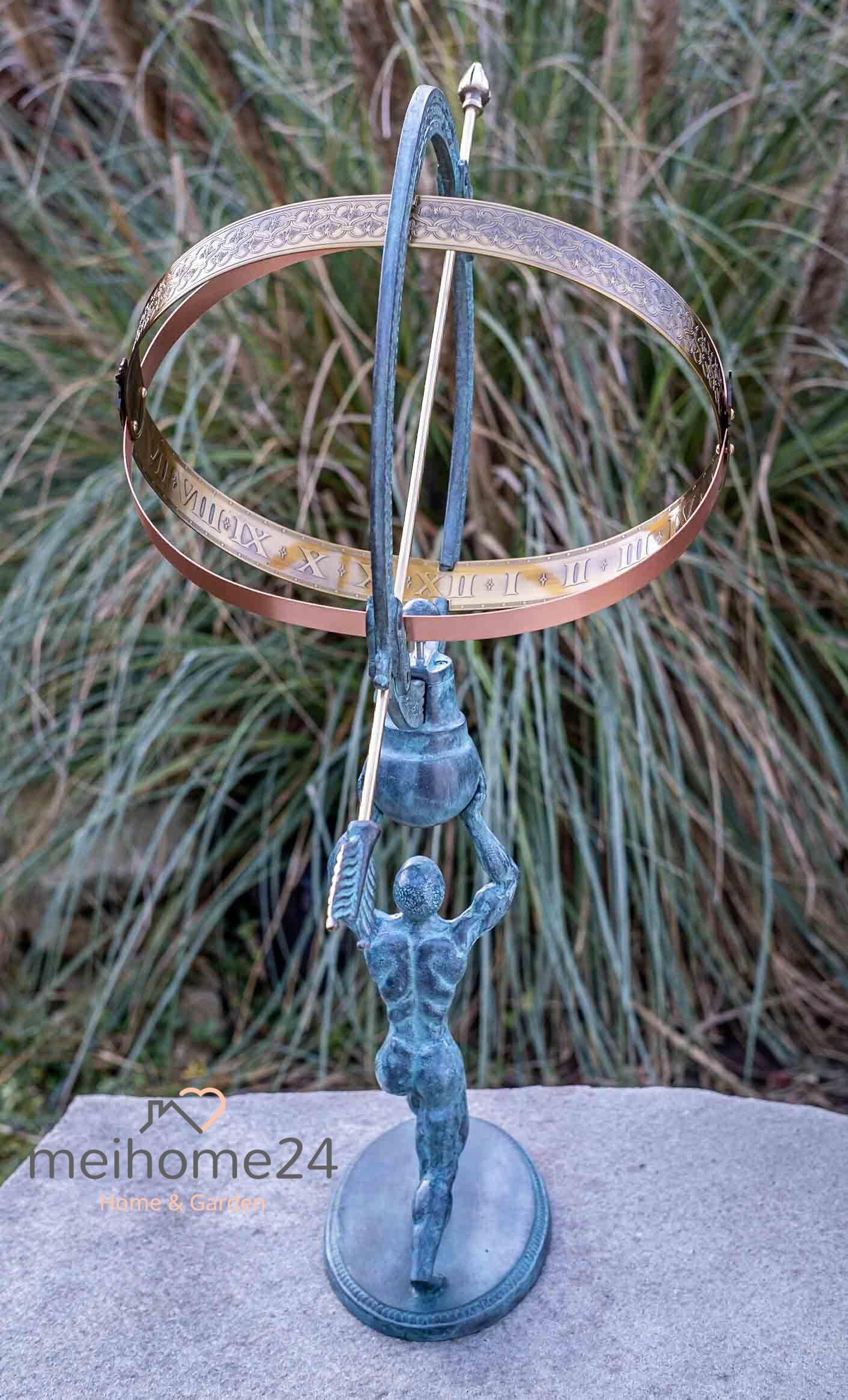 Generisch Bronze-Skulptur Sonnenuhr | vom Mann getragen | 35x33x70cm | Sonnenuhr aus Bronze | handgefertigt