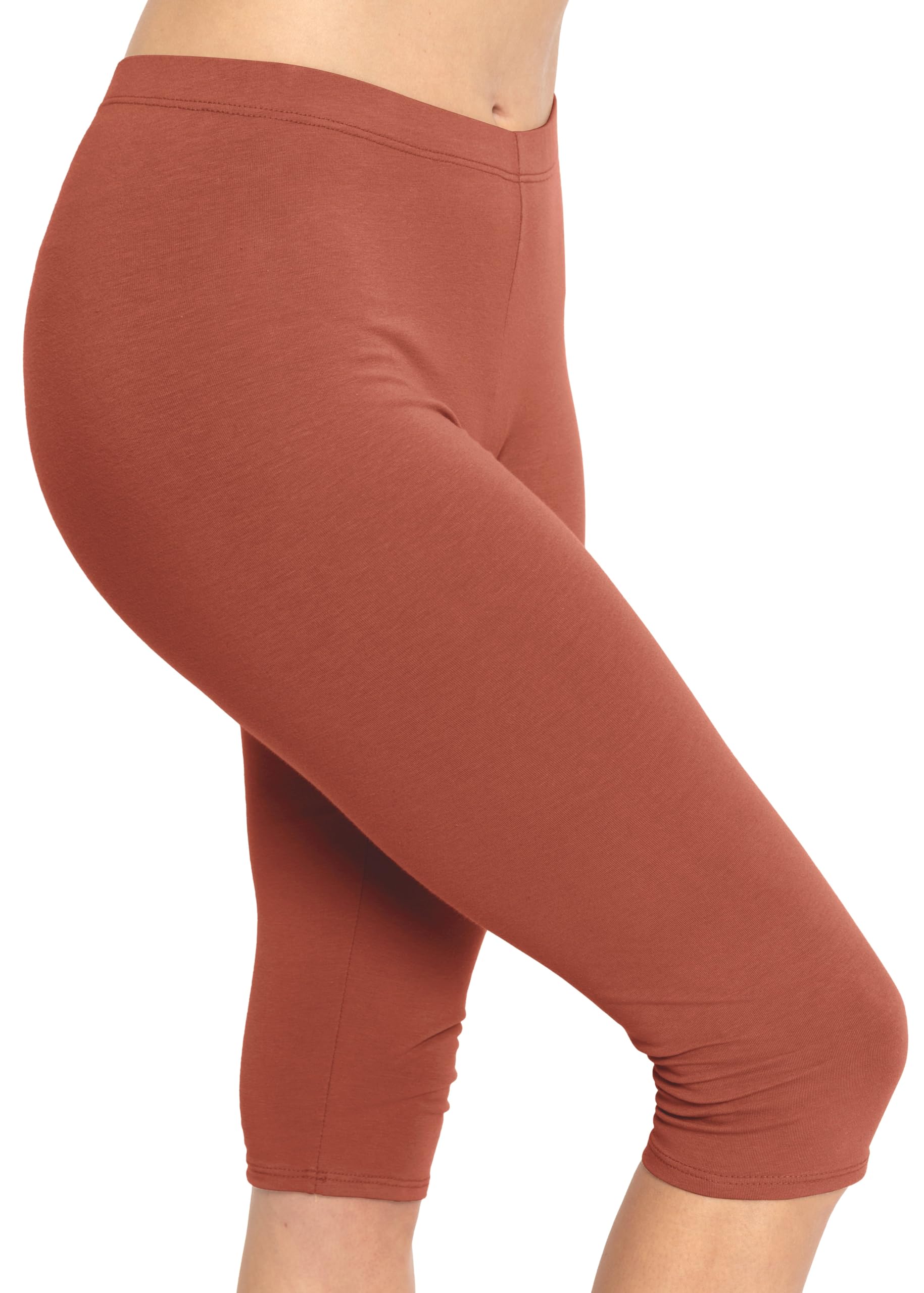 STRETCH IS COMFORT Cotton Capri Leggings, Knee Length Pants, Plus Size