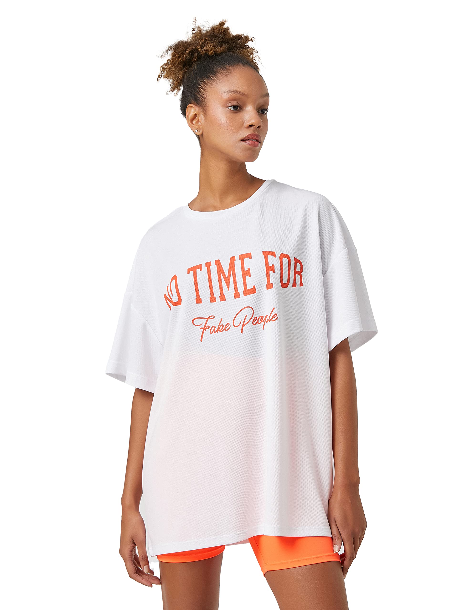 Sporty & Rich T-Shirt Girocollo a Manica Lunga con Stampa a Contrasto