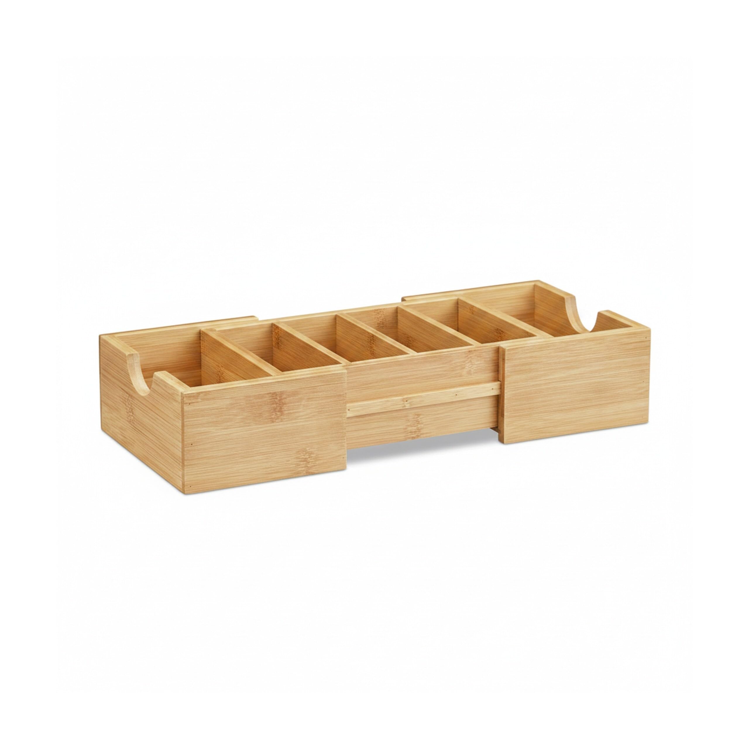 Relaxdays Porte cartes de visite A8 bambou ajustable 5,5 x 13 x 30 cm nature