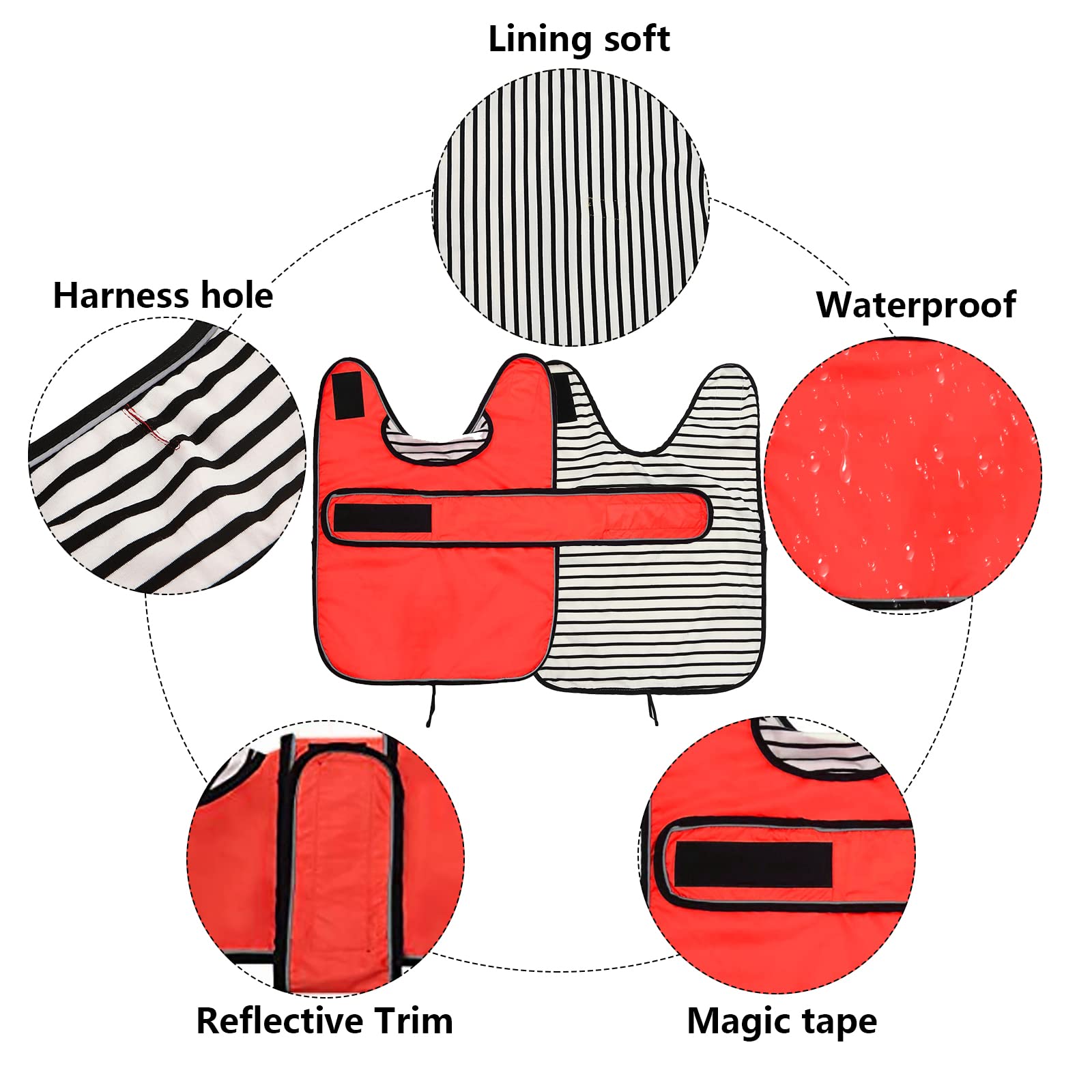 Dog raincoat corgi rain coat pet waterproof jacket fit for corgi weiner wide body long back breeds with reflective stripe great coverage red M - Image 4