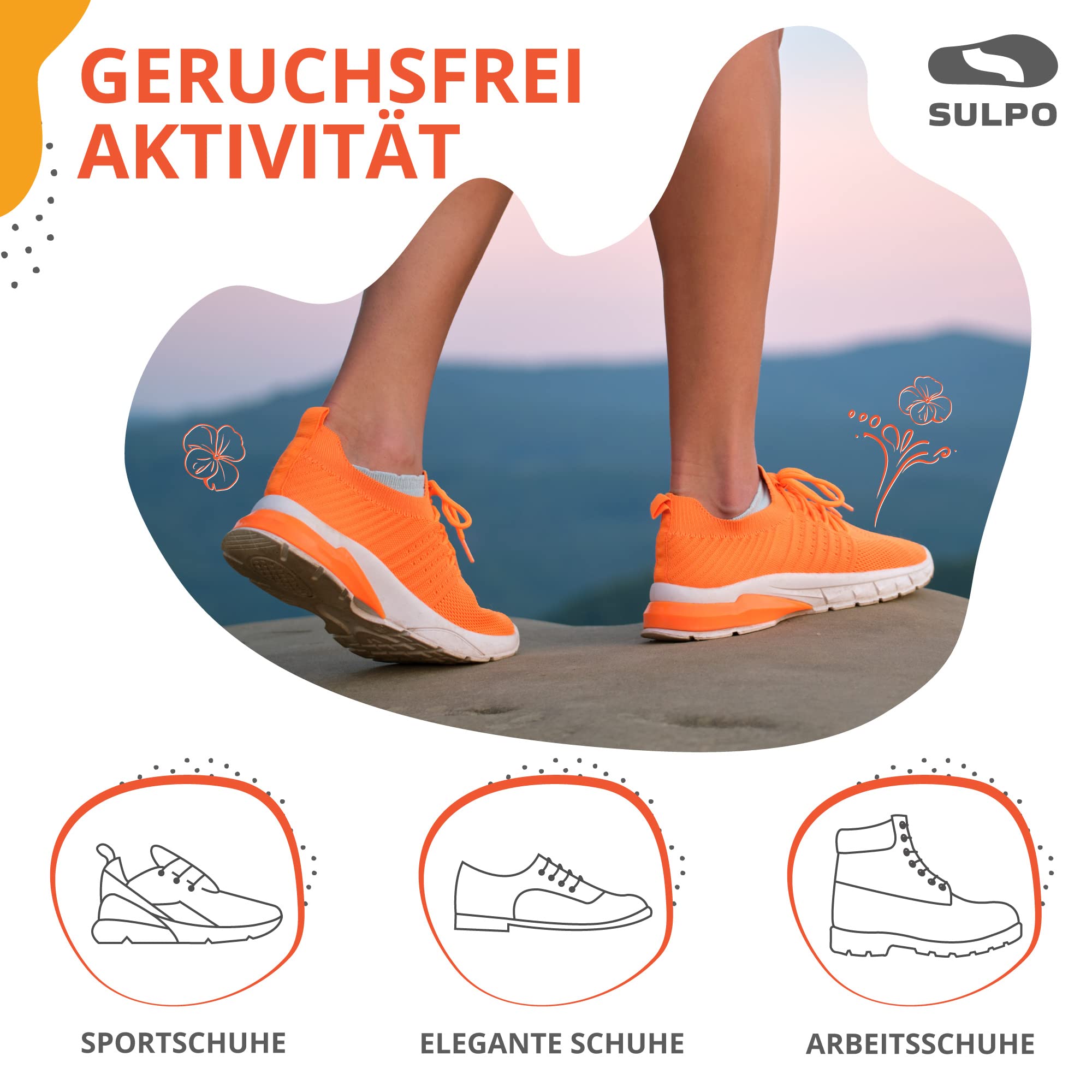 SULPO 8 Paar Aktivkohle Einlegesohlen gegen Schweissfüsse - für frische Schuhe und Füße - komfortable Schuheinlagen - leicht und handwaschbar - Einlagen zum Zuschneiden