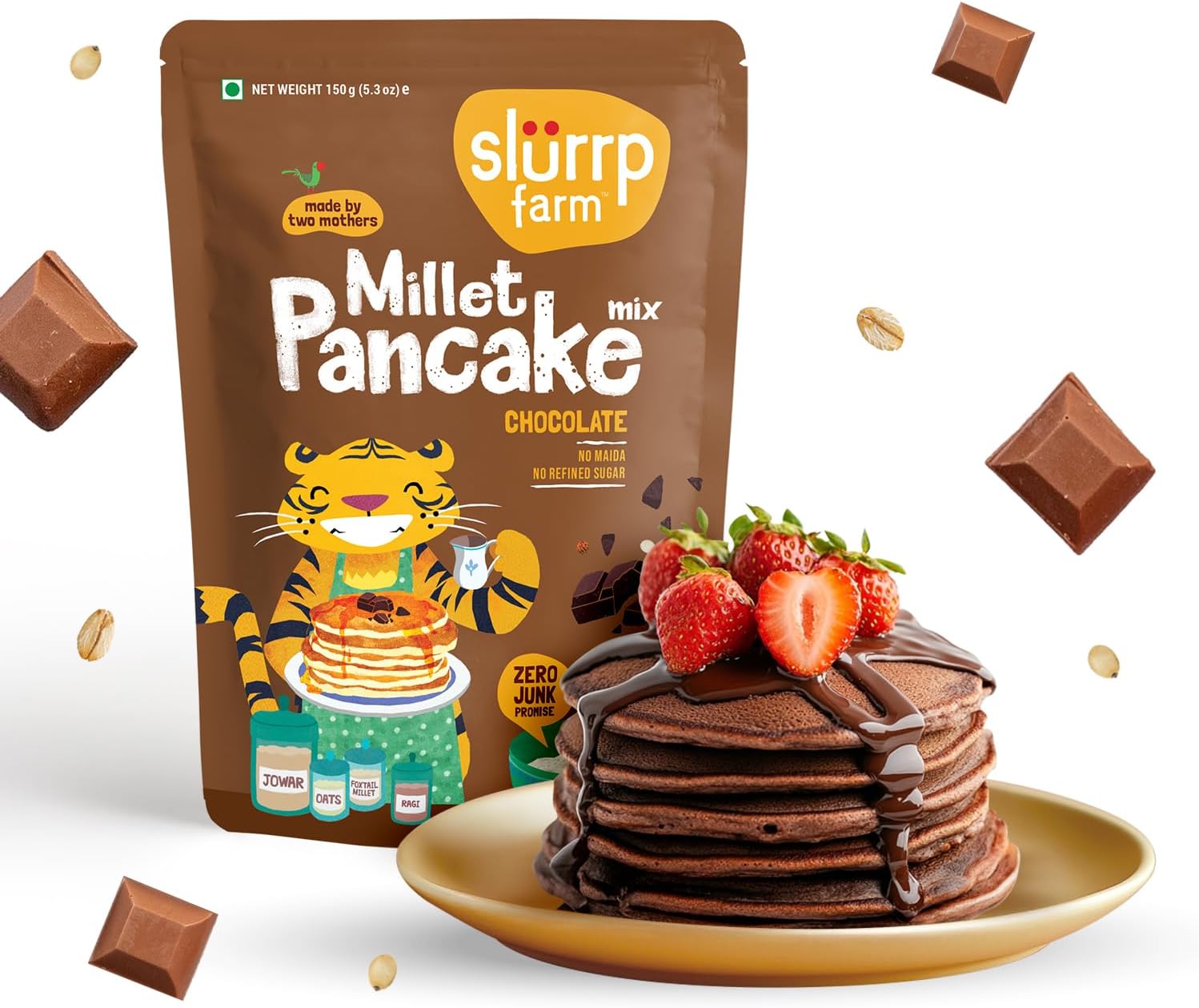 Slurrp Farm Instant No Maida Millet Pancake Mix | Chocolate, 150 G