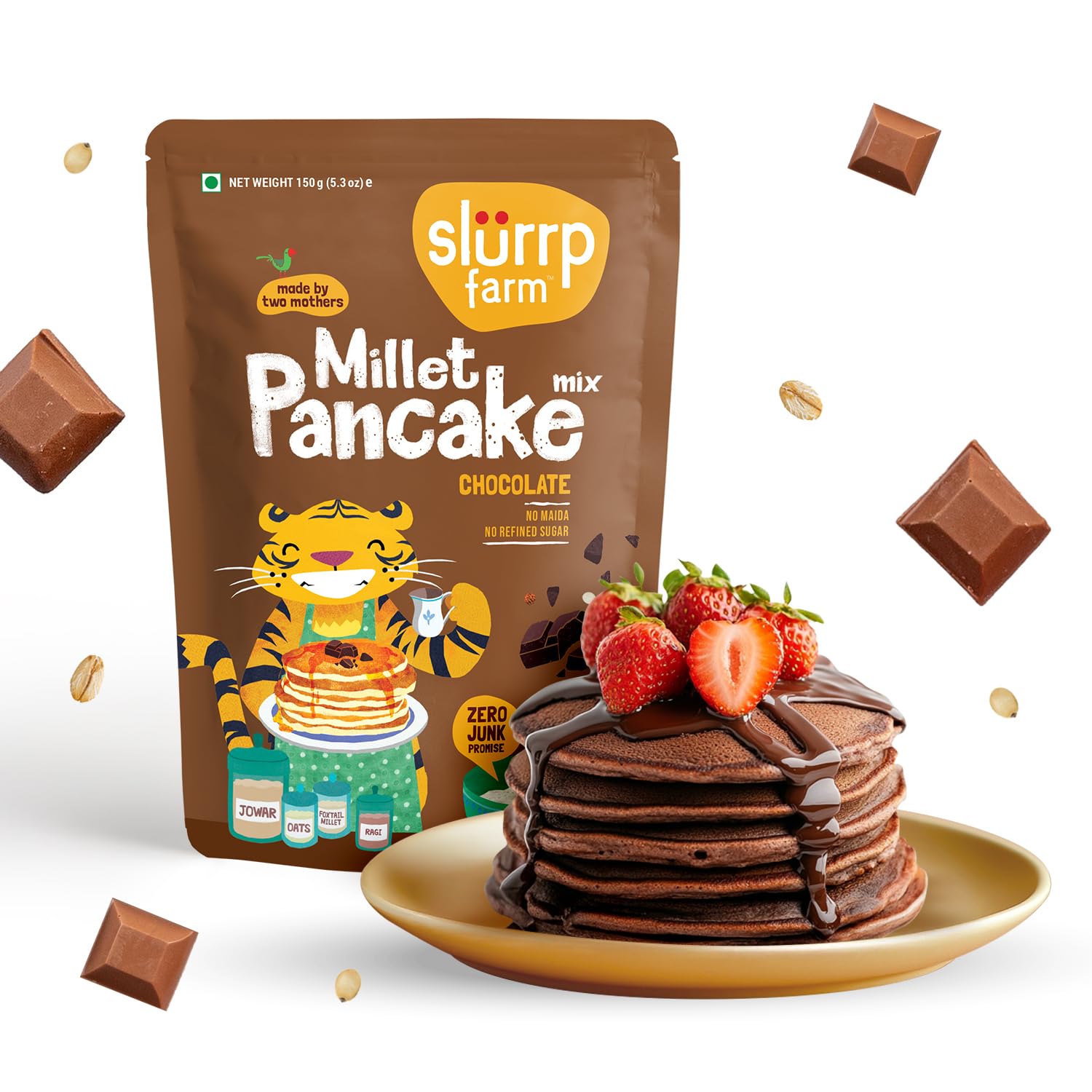 Slurrp Farm Instant No Maida Millet Pancake Mix | Chocolate, 150 G