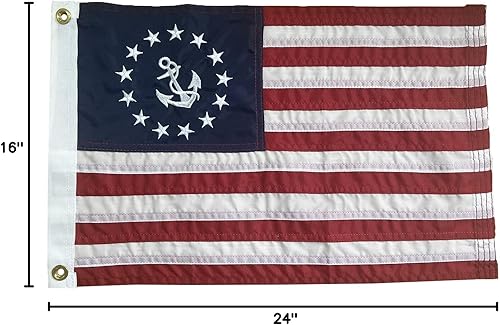 Miniatura 8 de Homissor Bandera de barco de 12 x 18 pulgadas, bandera náutica bordada con ancla y estrellas con 2 ojales de latón