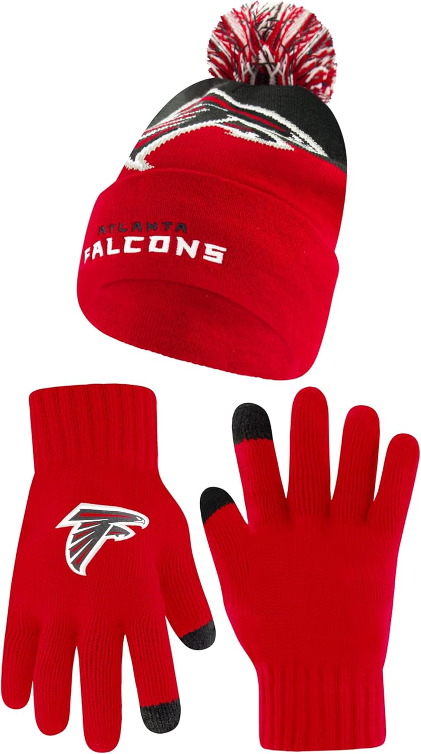 Ultra Game Adults NFL Official Super Soft Winter Beanie Knit Hat With Warm Touch Screen Gloves