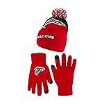 Ultra Game NFL Official Youth Super Soft Winter Beanie Knit Hat with Extra Warm Touch Screen Gloves, Atlanta Falcons, Team Color 2, 1SIZE