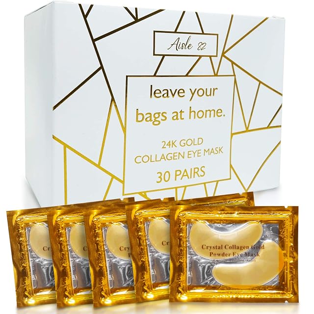30 Pairs 24K Gold Under Eye Patches for Women Collagen Gold Masks for Dark Circles and Puffiness -