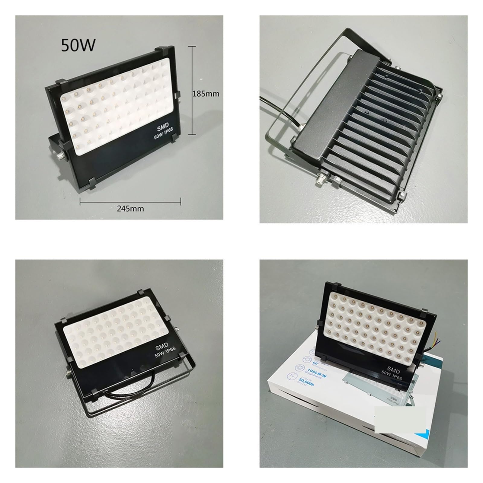 30W 50W 100W Bianco O Nero Led Luce Di Inondazione Illuminazione Esterna Impermeabile Proiettore SMD Lampada Da Costruzione Luminosa Ad Alta Potenza Faretti da Esterno(White housing,50W)