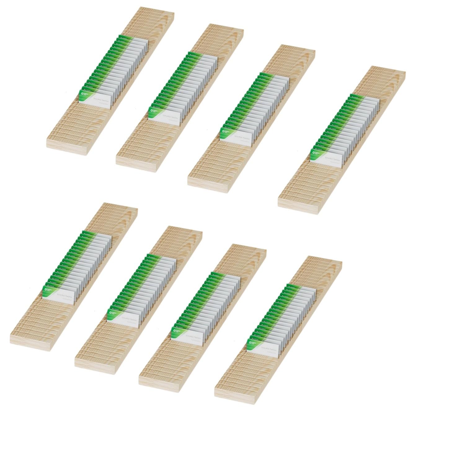 bimiti 4 porta badge in legno e organizer per biglietti da visita, vassoio per badge identificativo con slot per biglietti da visita, decorazione da scrivania per ufficio per affari, segnaposto da