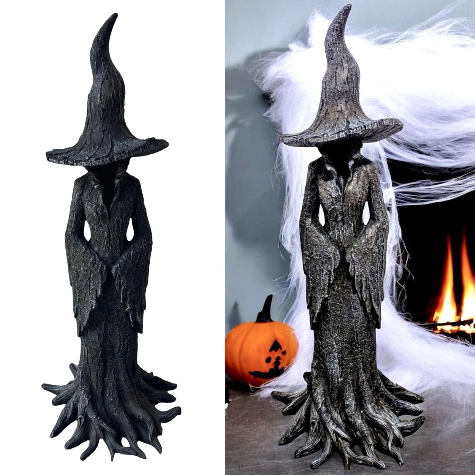 Generisch Halloween Dekorationen, handbemalte Cracker Fässer, Hexenstatue, Halloween Harzfiguren, Tischdekoration, Heimdekoration, Cracker Fässer, Hexenstatuen