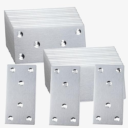 50 placas planas de reparación, 3-18 pulgadas, 304 placas rectas de acero inoxidable de alta resistencia, soporte recto de metal para estantes,