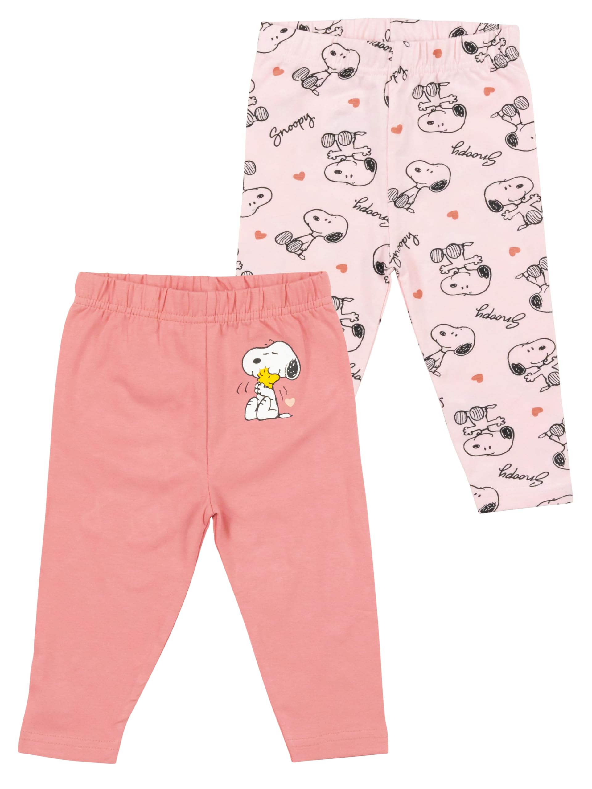 United Labels The Peanuts Snoopy Baby Leggings for Girls - Trousers Leggings Baby Trousers Baby Clothing Pink (Pack of 2), pink/pink, 62/68 cm