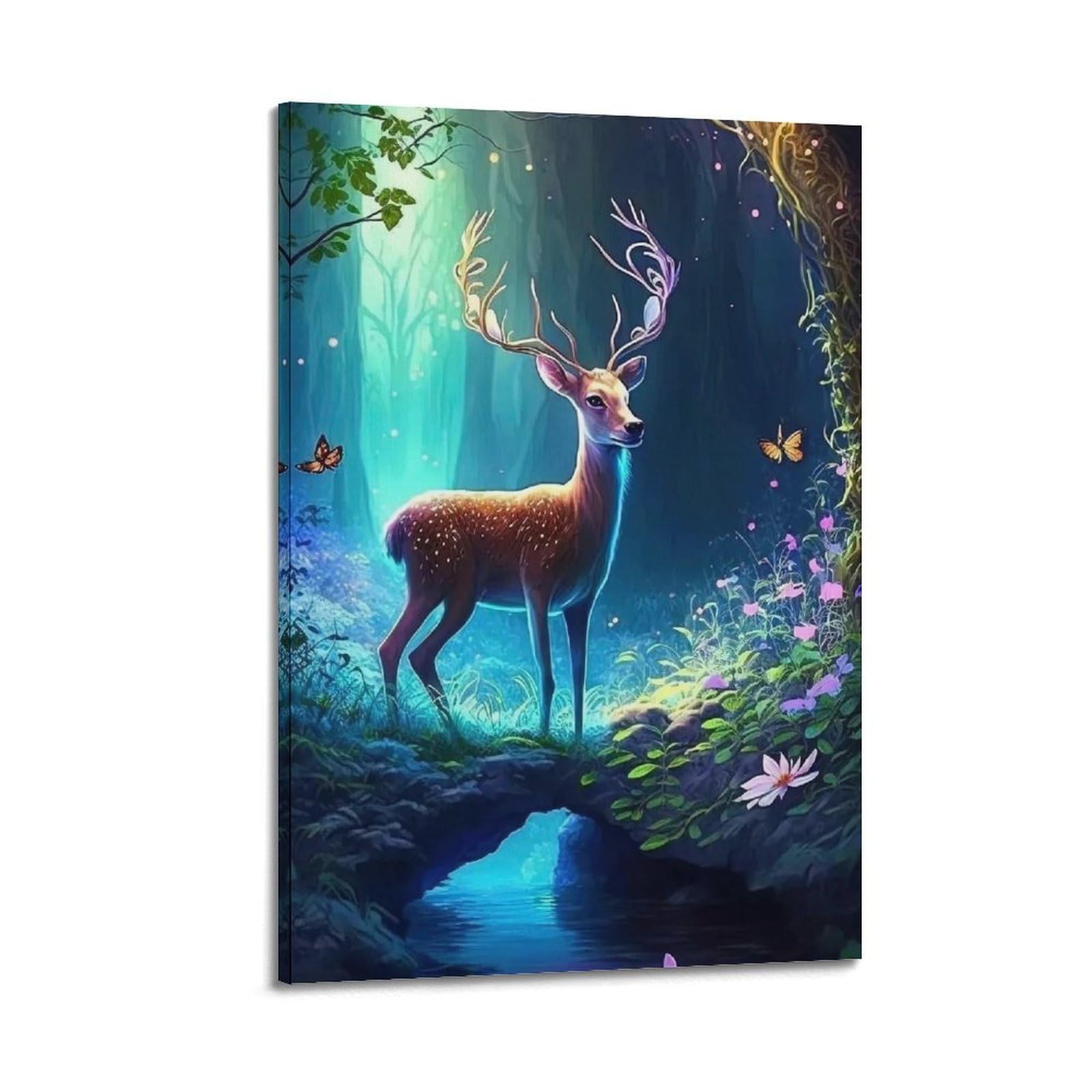 HUIYHB Animal Poster Fawn And Butterfly Poster Decorative Painting Canvas Wall Posters And Art Picture Print Modern Family Bedroom Decor Posters 20x30inch(50x75cm)