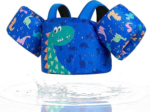 Miniatura 13 de Gogokids Chaleco de natación para niños pequeños, flotadores para niños de 24 a 66 libras, bonita chaqueta de natación de dibujos animados con arnés