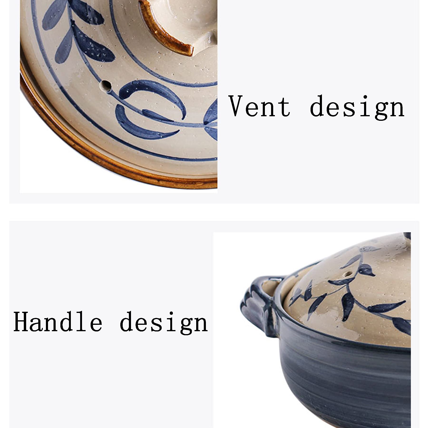 Na zapiekankę, Gliniane garnki, ceramiczne czarne naczynie, okrągły garnek do duszenia na kuchence, ceramiczny(1.6L)