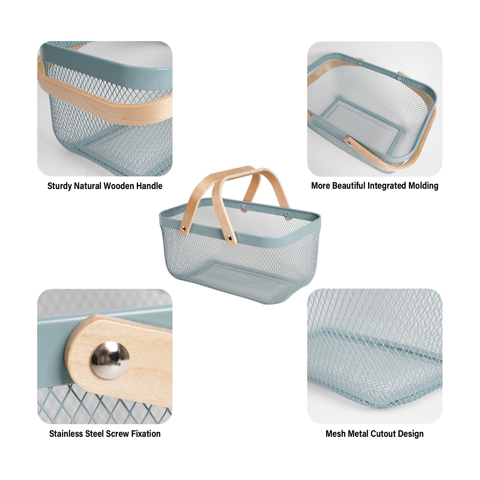 Cesta de cosecha de acero de malla metálica, cesta rectangular de alambre para jardín con asa, organizador de almacenamiento multifuncional para recoger verduras, frutas, cocina, jardín