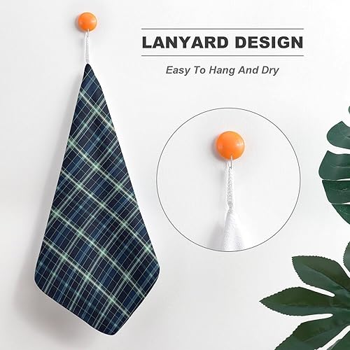 Miniatura 5 de Decorative Hand Towels for Bathroom - Green Black Retro Plaid Print Soft Absorbent Small Bath Hand Towels for Kitchen, Farmhouse, Spa, Hotel, Guest