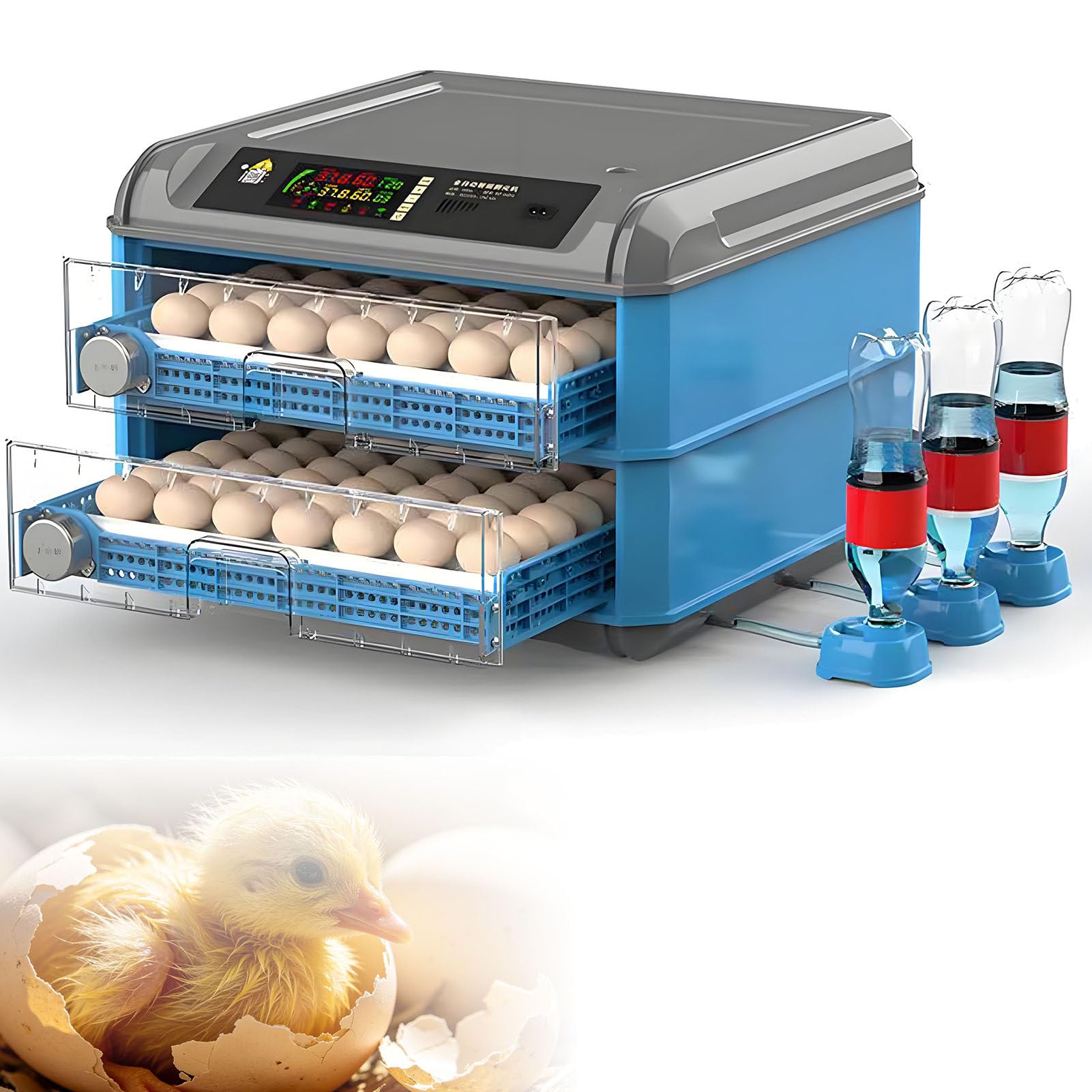 SHENGSHIYU Egg Incubator,Poultry Hatcher Machine with Automatic Egg Turning,Temperature & Humidity Control and LED Screen,General Purpose Incubator for Chickens Ducks Birds 2Layers